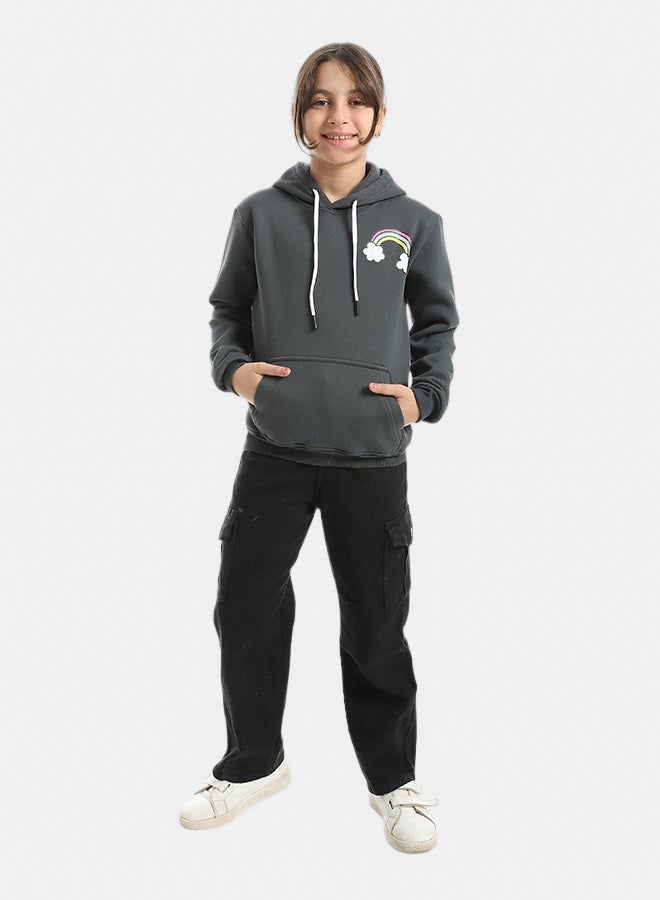 Andora Hooded Printed Front & Back Long Sleeves Hoodie _ Dark Grey - Image 5