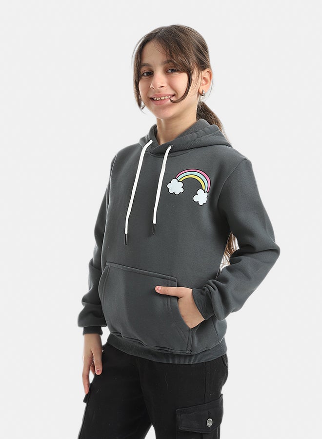 Andora Hooded Printed Front & Back Long Sleeves Hoodie _ Dark Grey - Image 2