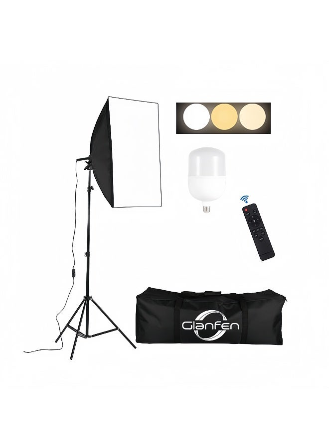 غرانفين عدة إضاءة صندوق الإضاءة للتصوير من  70x70 سم مع لمبة 200W قابلة لضبط درجة الحرارة اللونية (3000K-6500K)، جهاز تحكم عن بعد، حامل ثلاثي وحقيبة حمل للتصوير المنتجات واستوديو التصوير - Image 1