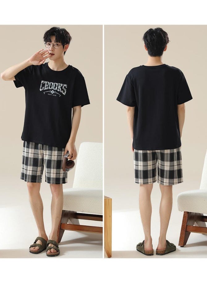 Crooks Men's  Cotton Pajamas Set Summer Short-sleeved Shorts Pijama Thin Teenagers Pyjamas Loose Home Clothing Can Be Worn Outside - Image 2