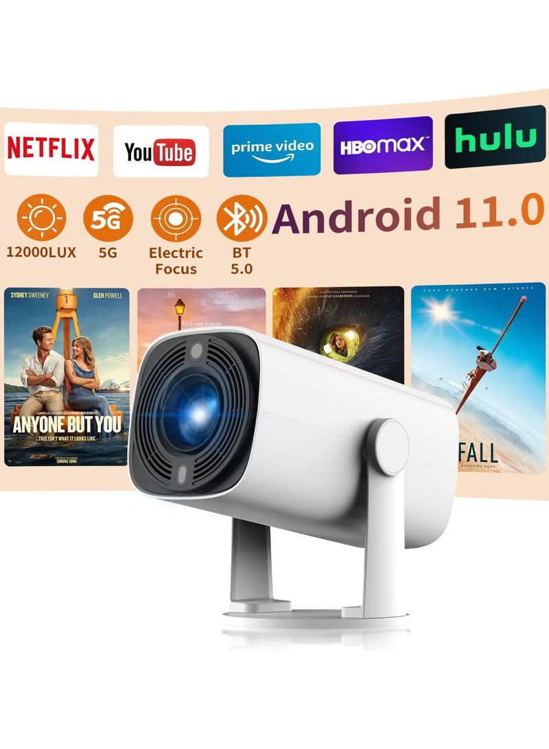 ET-LIFE Mini Projector [Android 11.0/Electric focus] with WiFi 6 and BT 5.3,320 AnSI Lumen Movie Projector,Full HD 1080P Supported Video Projector,home theater  - Image 1