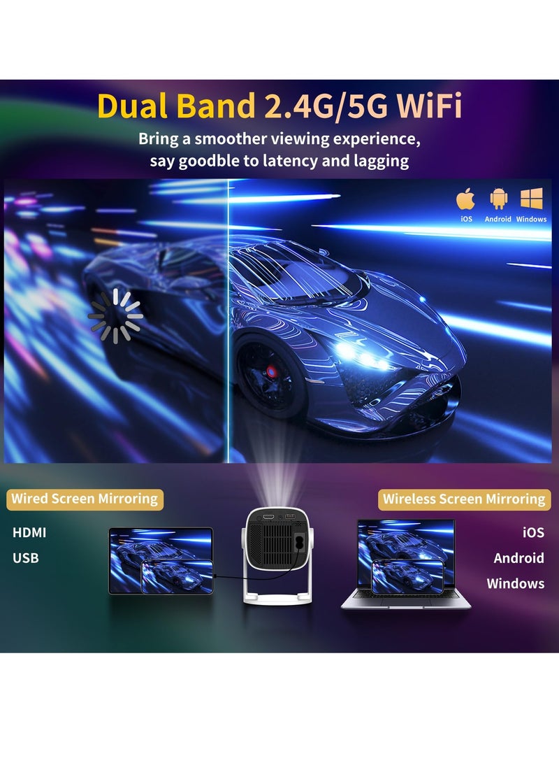 ET-LIFE Mini Projector [Android 11.0/Electric focus] with WiFi 6 and BT 5.3,320 AnSI Lumen Movie Projector,Full HD 1080P Supported Video Projector,home theater  - Image 3