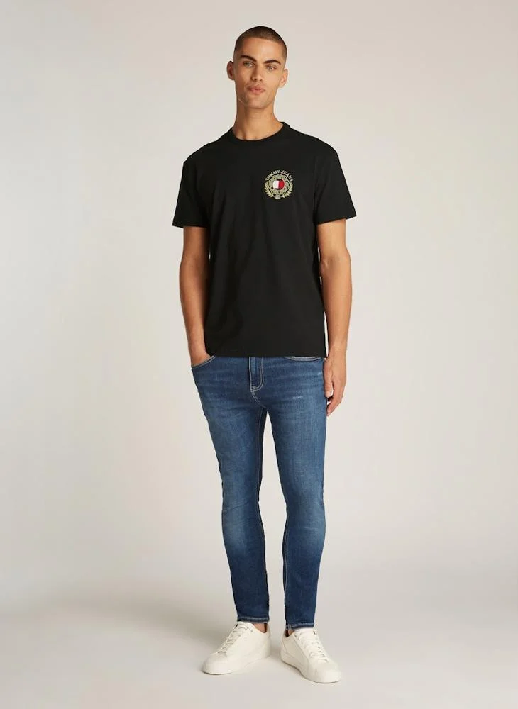 تومي جينز Logo Print  Crew Neck T-Shirt