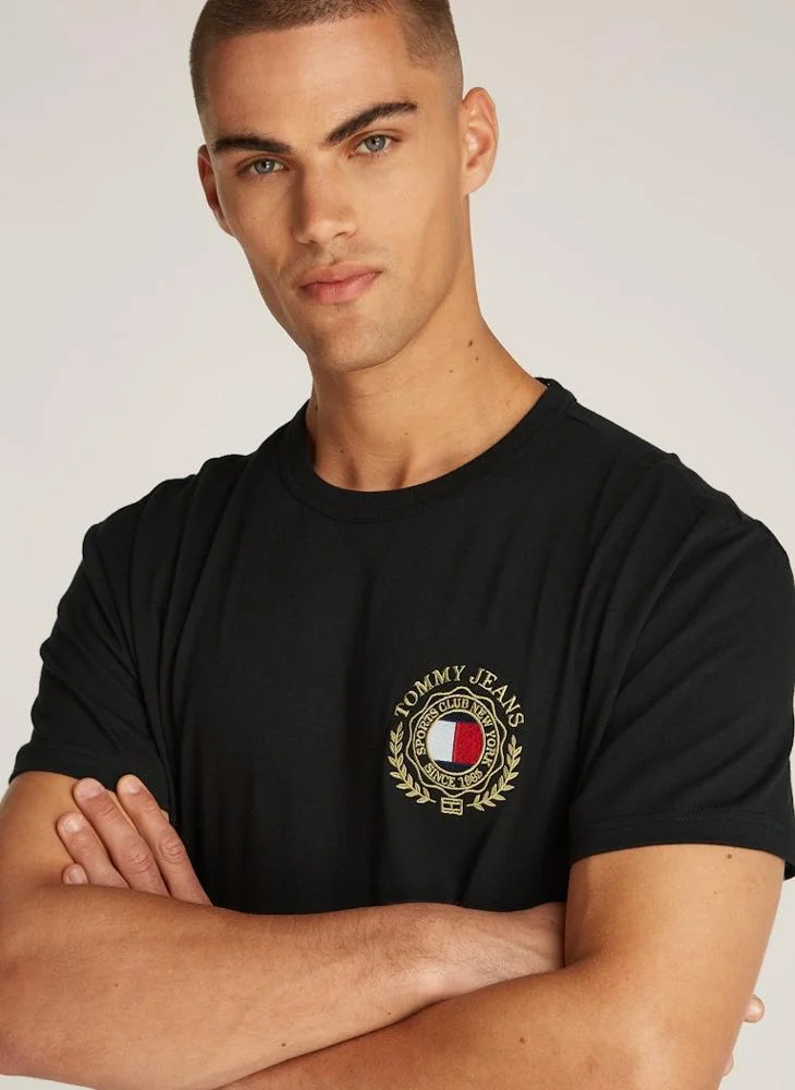 تومي جينز Logo Print  Crew Neck T-Shirt