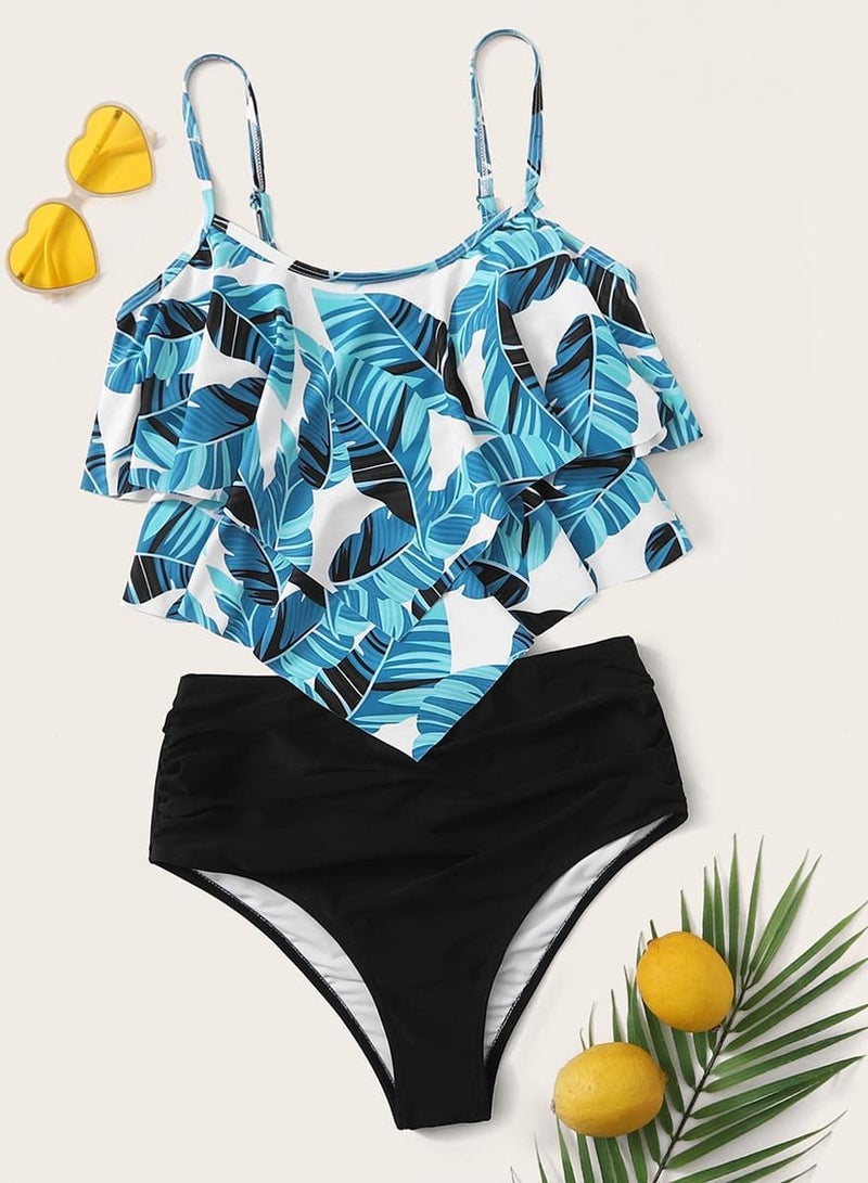 Flouncy Printed High Waist Bikini Swimwear