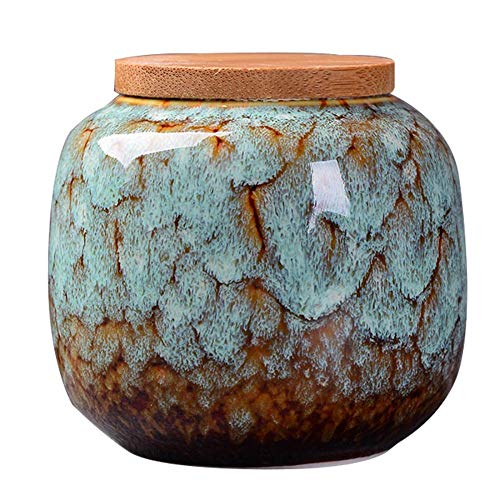 Simcat Ceramic Storage Jars, Exquisite Glaze Food Canisters for Kitchen Spice Storage,Tea Caddy Storage,Coffee Jar,Condiment Jar with Seald Lid (Light blue) - Image 1