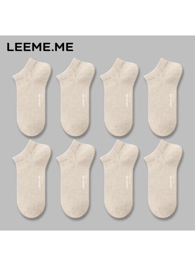Leeme.me Grain Rice men's Socks Spring And Summer Men's Socks Breathable Short Socks Men's Non-slip Heel 8 Pairs Oatmeal Color - Image 1
