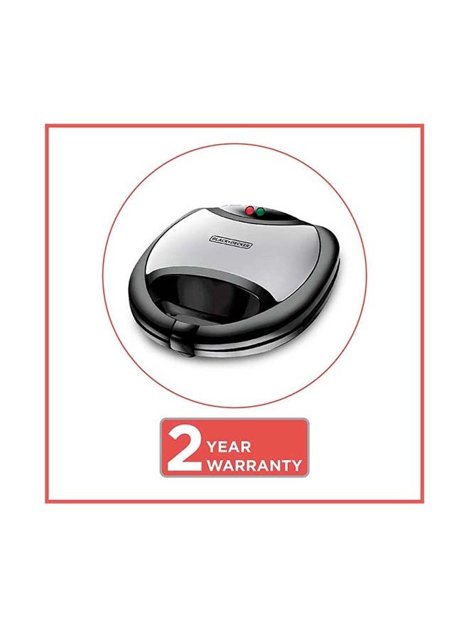 BLACK+DECKER Sandwich Maker with Removable Grill Plate 2 Slot 2 Slices 750 W TS2080-B5 Black - Image 3