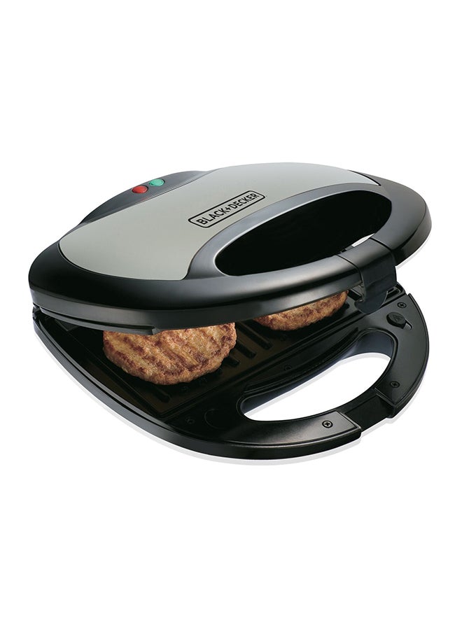BLACK+DECKER Sandwich Maker with Removable Grill Plate 2 Slot 2 Slices 750 W TS2080-B5 Black - Image 1