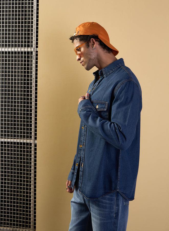 Mascln Sassafras Tencel Relaxed Fit Shirt with Pocket Detail - Image 3