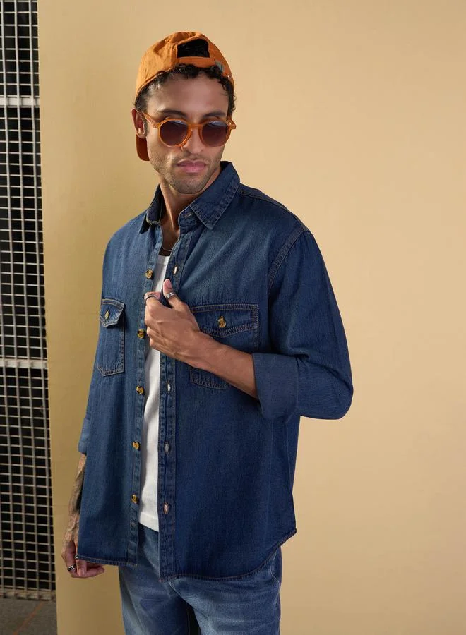 Mascln Sassafras Tencel Relaxed Fit Shirt with Pocket Detail by Styli