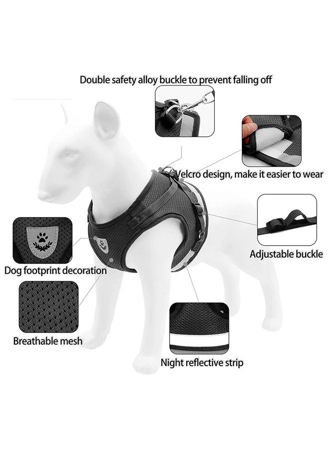 Neostyle Dog Harness with Leash Set,No Pull Adjustable Reflective Step-in Puppy Harness with Padded Vest for Dogs and Cats(Black(2-piece set))  - Image 3