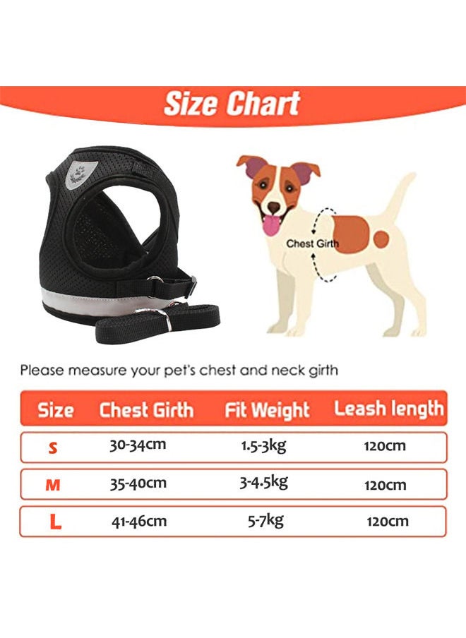 Neostyle Dog Harness with Leash Set,No Pull Adjustable Reflective Step-in Puppy Harness with Padded Vest for Dogs and Cats(Black(2-piece set))  - Image 2