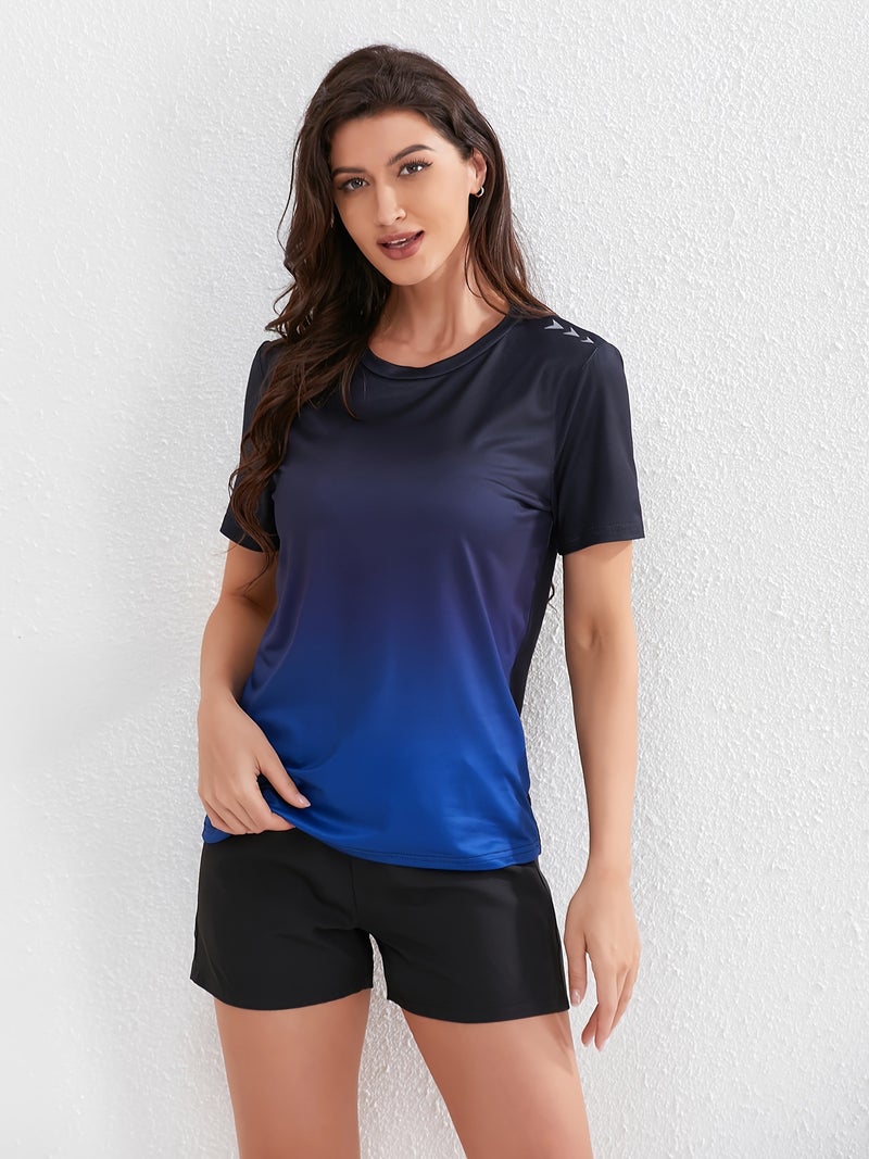 Women'S Ombre Sports Tee, Gradient Shades, Casual Athletic - Image 5