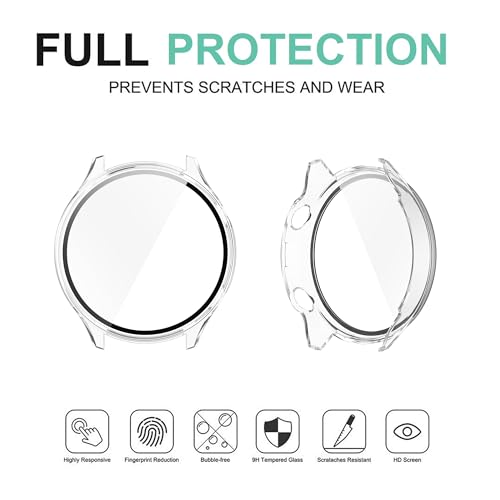 Wisely Shine Protective Slim Bumper Tempered Glass Case Cover Compatible with OnePlus Watch 2R, Crystal Clear - Image 3