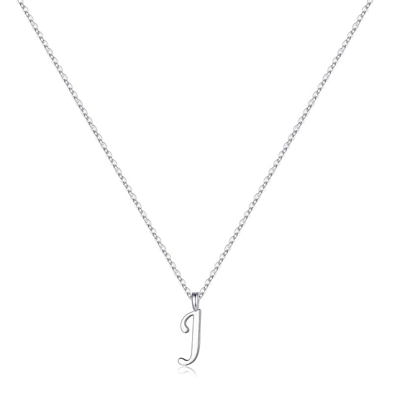 Yoosteel Silver Cursive Initial Necklace for Women - 925 Sterling Silver Initial Necklaces for Women, Dainty Initial J Necklace for Women Jewelry Birthday Gifts Jewelry Gifts for Women - Image 1