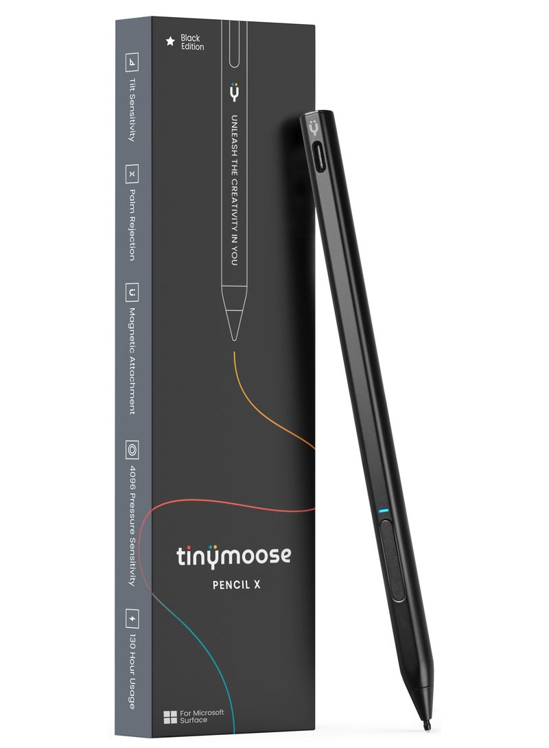 تاينيموس قلم مايكروسوفت سيرفس Pro / Book / Laptop / Go مع حساسية ضغط دقيقة ورفض راحة اليد وحساسية الميل - أسود - Image 1