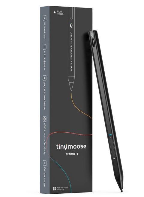 Active Digital Stylus Pen Pencil X for Microsoft Surface Pro/Book/Laptop/Go - With Precise Pressure Sensitivity, Palm Rejection & Tilt Sensitivty - Black Edition