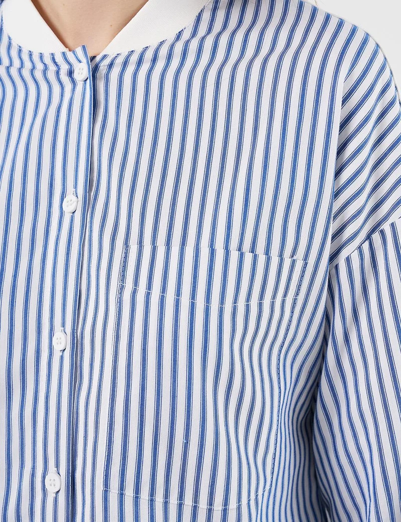 Kayra Cotton Blend Single-Pocket Tunic in Indigo