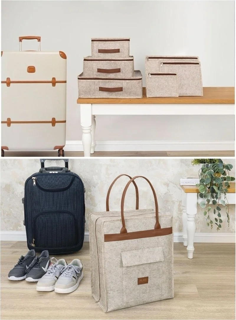مور بيبي Purple Baby Leather 6-Piece Suitcase Organizer Shoe Storage Set Brown 7 Pieces
