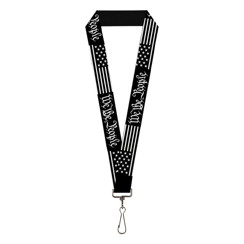 Buckle Down Buckle-Down Lanyard, Americana Flag We the People Black White, Elastic - Image 1