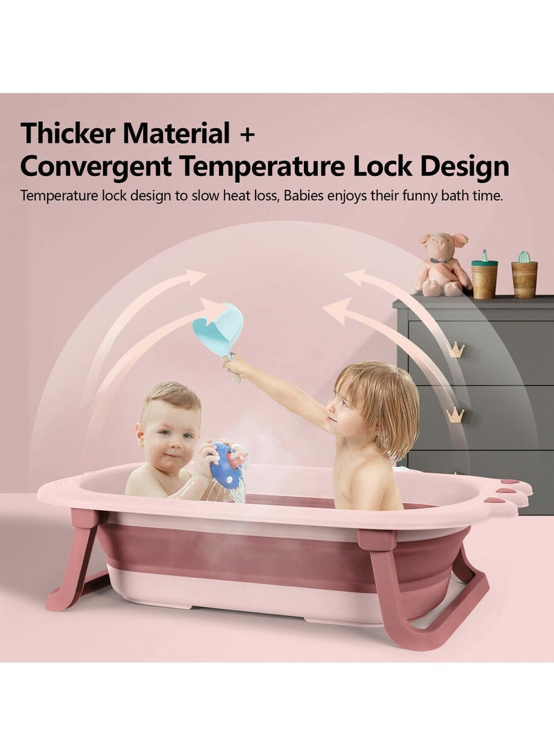 فول جوي حوض استحمام قابل للطي للأطفال مع قاعدة مضادة للانزلاق، وسدادة مياه تستشعر درجة الحرارة، وحوض استحمام قابل للتثبيت على الحائط للأطفال الصغار من عمر 0 ​​إلى سنتين، ,80*49*20 سم - Image 2