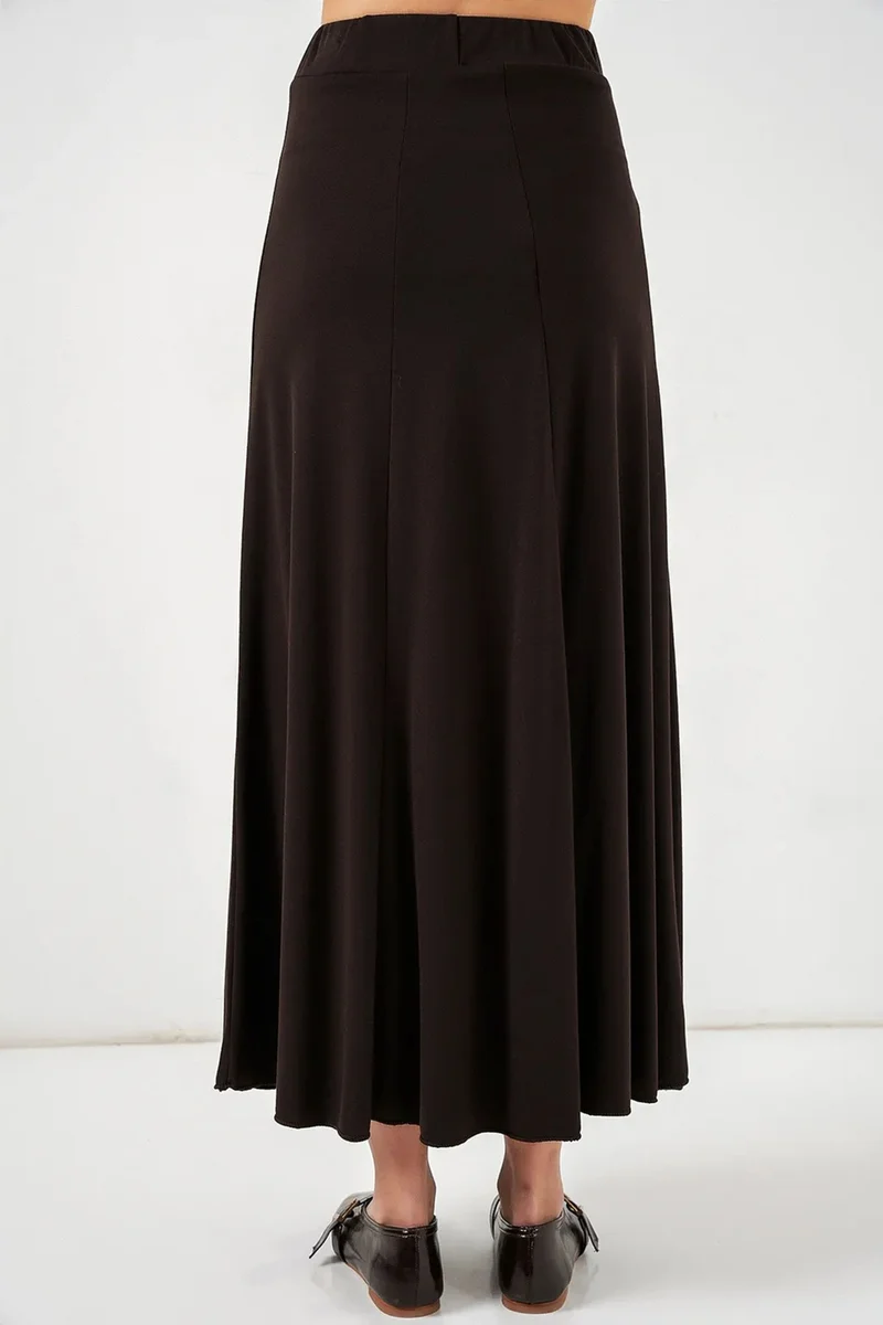 Big Dart Mocha Brown BDART High Waist A-Line Maxi Skirt for Women | Best Price UAE