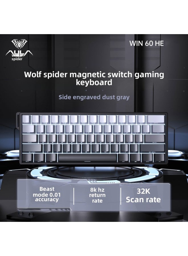 Tarantula WiN60/68HE Magnetic Axis Mechanical Keyboard RT Electric Competition Game FPS FPS Fearless Contract Customized Cable RGB-Color:[60he-pro Version + Micropowder Gray Side Engraving] - Shape Meaning Magnetic Axis - Official Standard Configuration  - Image 1