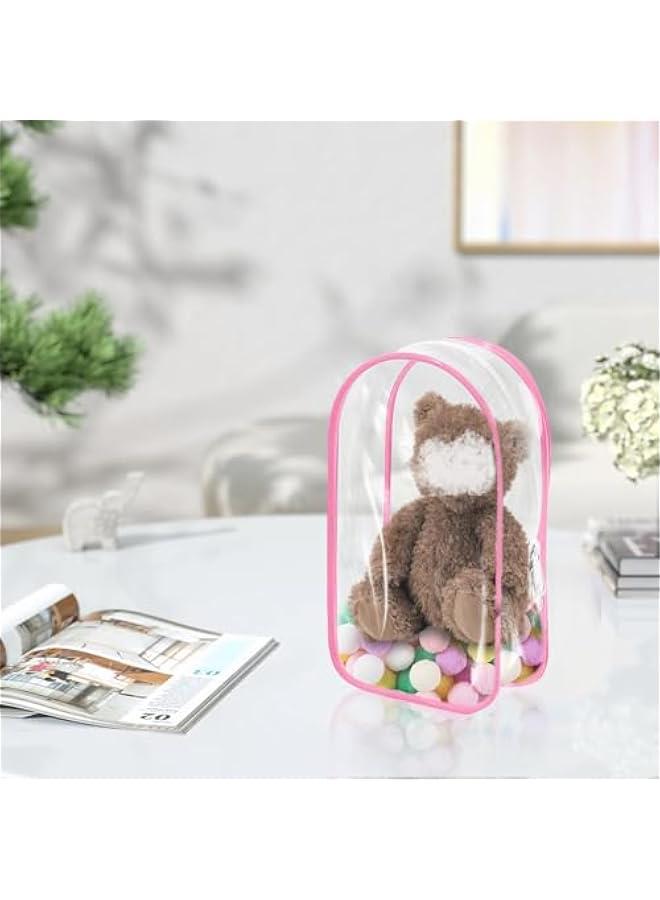 Clear Figure Display Bag for Labubu, Thickening Figures Storage Bag with Keychain, Medium Doll Hanging Blind Box, Portable Single Zipper Closure Dustproof Collectibles Case for Dolls, Pink  - Image 4
