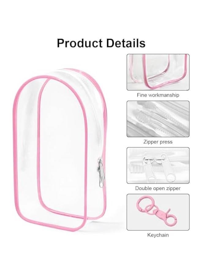 Clear Figure Display Bag for Labubu, Thickening Figures Storage Bag with Keychain, Medium Doll Hanging Blind Box, Portable Single Zipper Closure Dustproof Collectibles Case for Dolls, Pink  - Image 5
