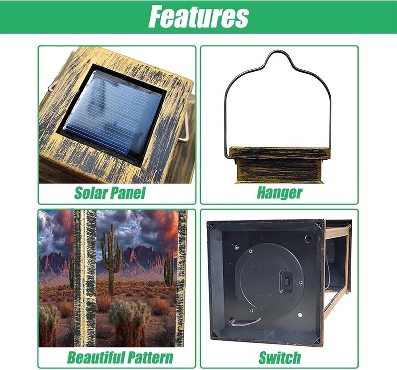 فانوس شمسي خارجي مقاوم للماء، ضوء معلق 13.5 بوصة H للحديقة والشرفة والتخييم - Image 4