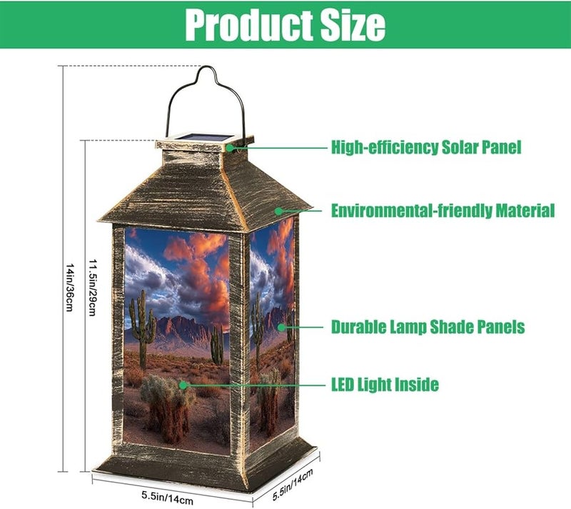 فانوس شمسي خارجي مقاوم للماء، ضوء معلق 13.5 بوصة H للحديقة والشرفة والتخييم - Image 3