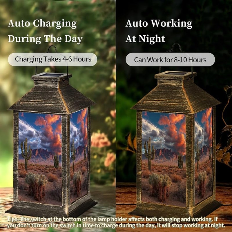 فانوس شمسي خارجي مقاوم للماء، ضوء معلق 13.5 بوصة H للحديقة والشرفة والتخييم - Image 5