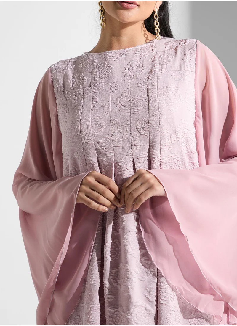 Golden Apple Embroidery Flared Sleeve Dress