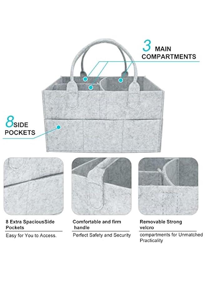 Gonice Baby Diaper Caddy Organizer Tote Bag - Nursery Storage Bin For Changing Table Portable Car Travel Organizer  - Image 3