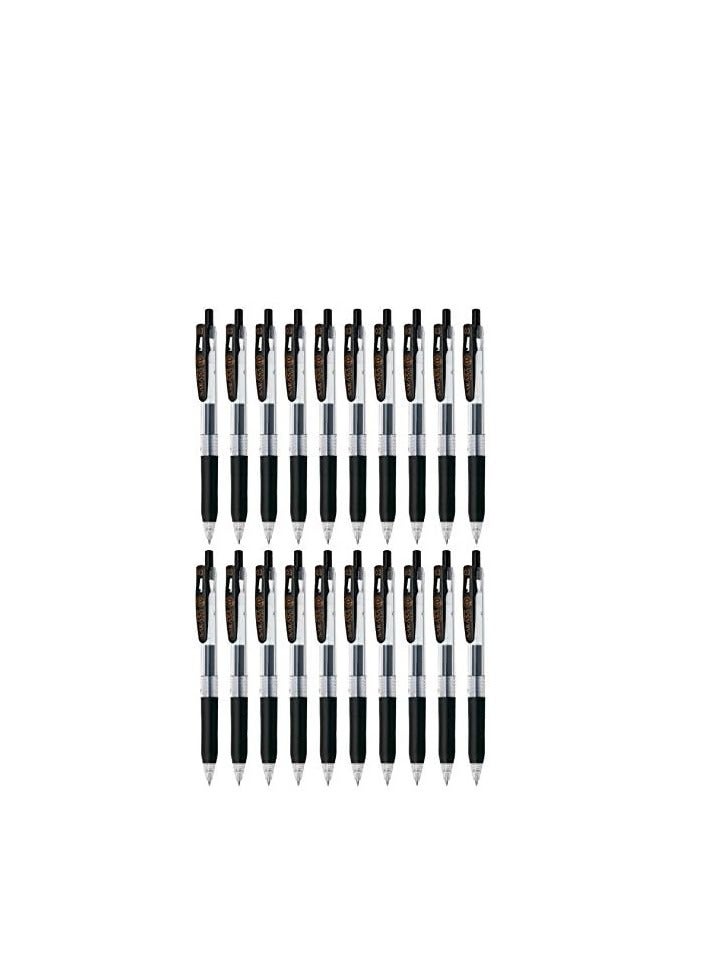 Zebra Sarasa Clip 0.3 Retractable Gel Ink Pen, Rubber Grip, 0.3mm, Black Ink, Value Set of 20