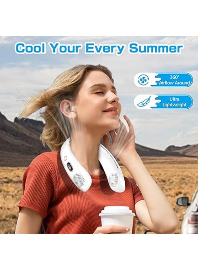 Neck Fan, Neck Fans Portable Rechargeable, Upgrade 360° Air Outlet, Super Quiet, 3 Speeds, Personal Bladeless Wearable Fan for Indoor Outdoor Travel-White - Image 4