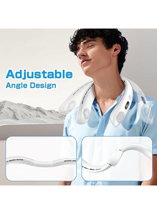 Neck Fan, Neck Fans Portable Rechargeable, Upgrade 360° Air Outlet, Super Quiet, 3 Speeds, Personal Bladeless Wearable Fan for Indoor Outdoor Travel-White - Image 2