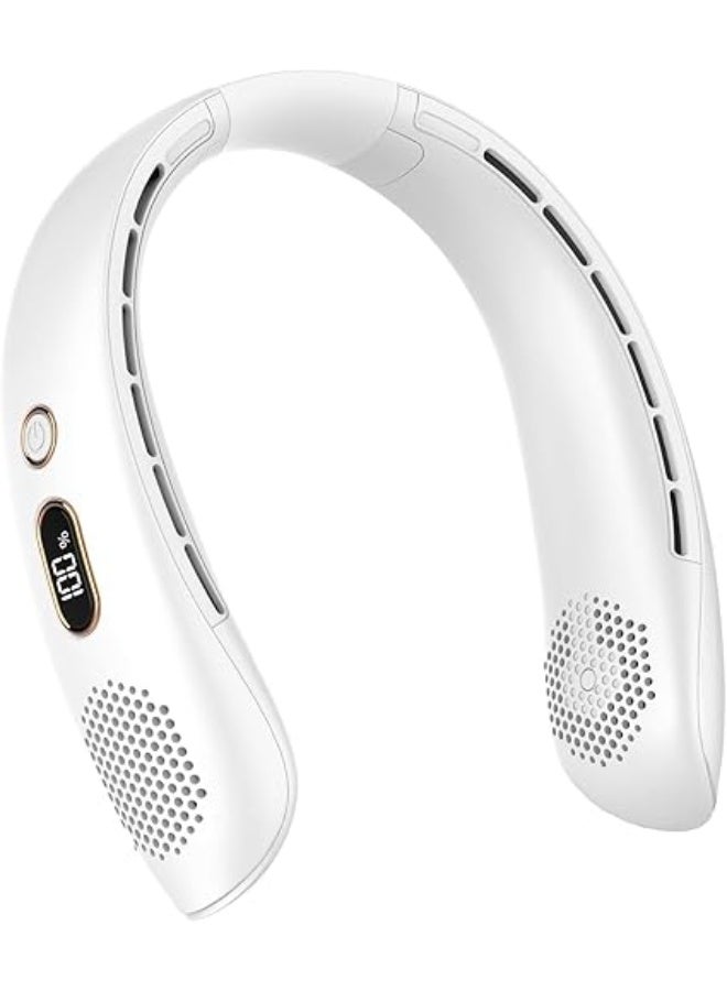 Neck Fan, Neck Fans Portable Rechargeable, Upgrade 360° Air Outlet, Super Quiet, 3 Speeds, Personal Bladeless Wearable Fan for Indoor Outdoor Travel-White - Image 1