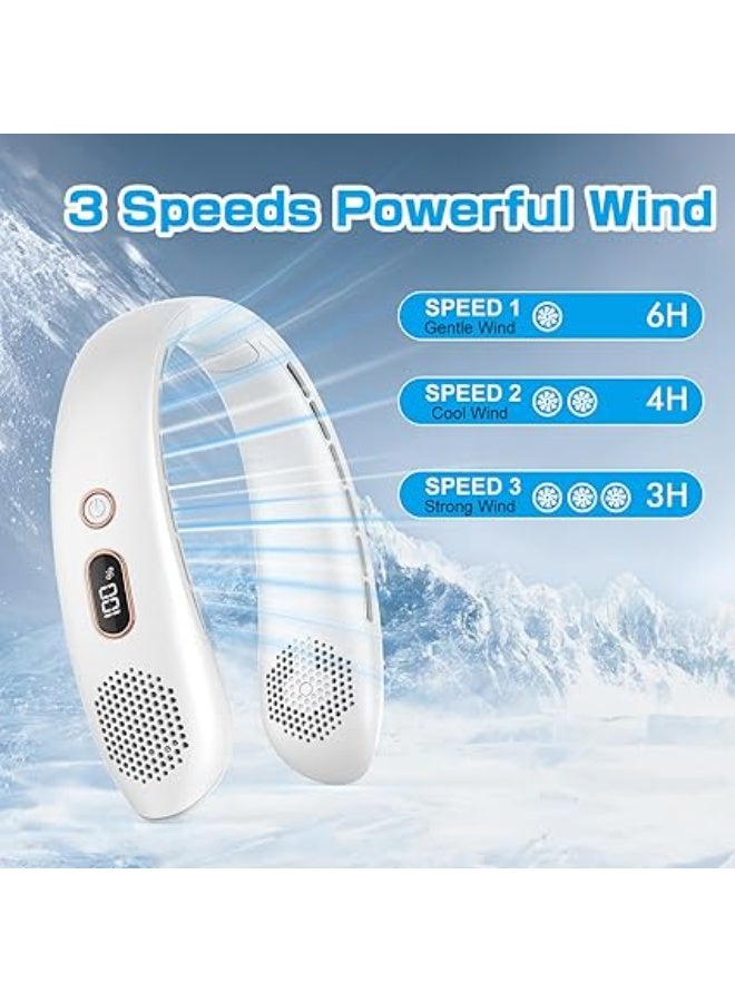 Neck Fan, Neck Fans Portable Rechargeable, Upgrade 360° Air Outlet, Super Quiet, 3 Speeds, Personal Bladeless Wearable Fan for Indoor Outdoor Travel-White - Image 3