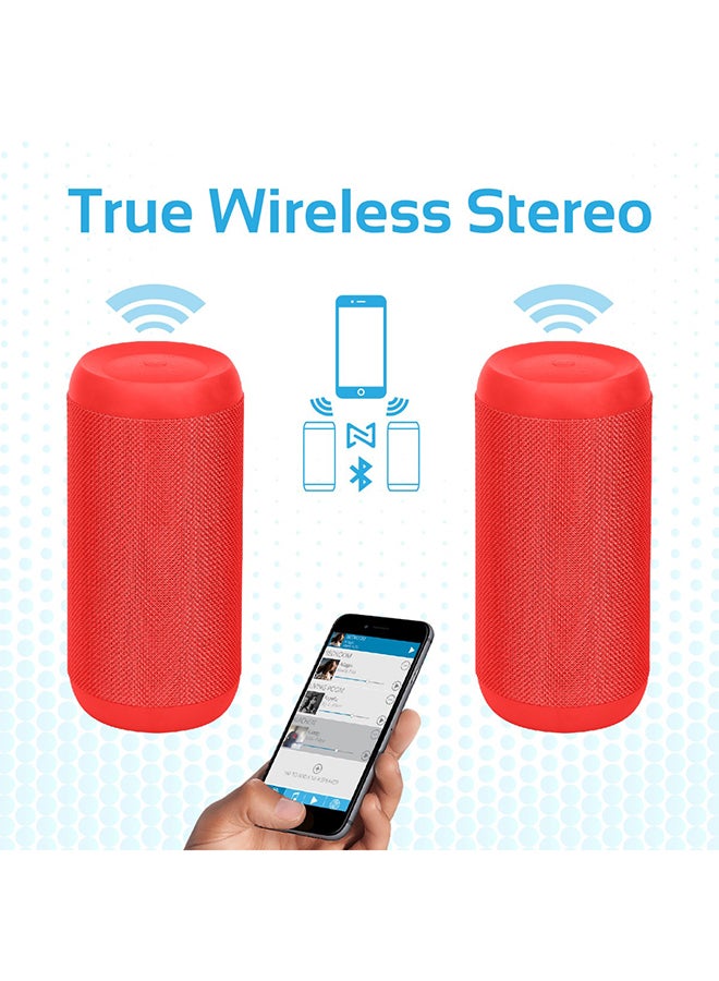 True Wireless Stereo Speaker, Portable Bluetooth 20W Stereo Speaker with IPX6 Water Resistant, FM Radio, Micro SD Card Slot, USB Port, Audio Jack and Built-In Mic for Smartphones, Tablets, Silox Red - Image 3
