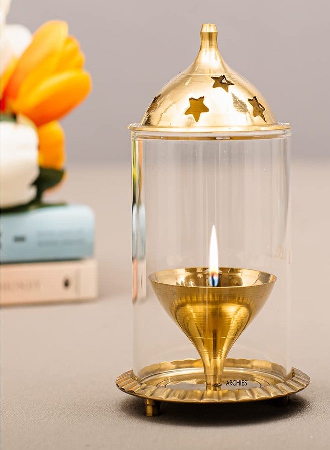 Archies Akhand Diya Brass Metal Diyas Light Lamp for | Pooja Diya for House, Office, Mandir Small-AKDMT06A77 - Image 3