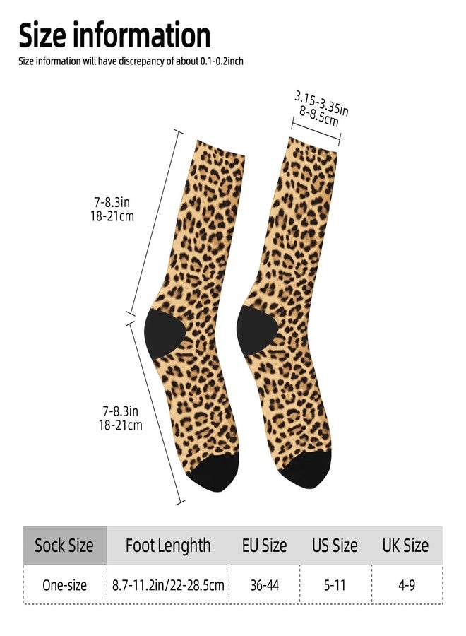 Qwalnely Cheetah Print Socks for Men Women, Leopard Socks Gifts for Adults Teenager Girls Boys - Image 3