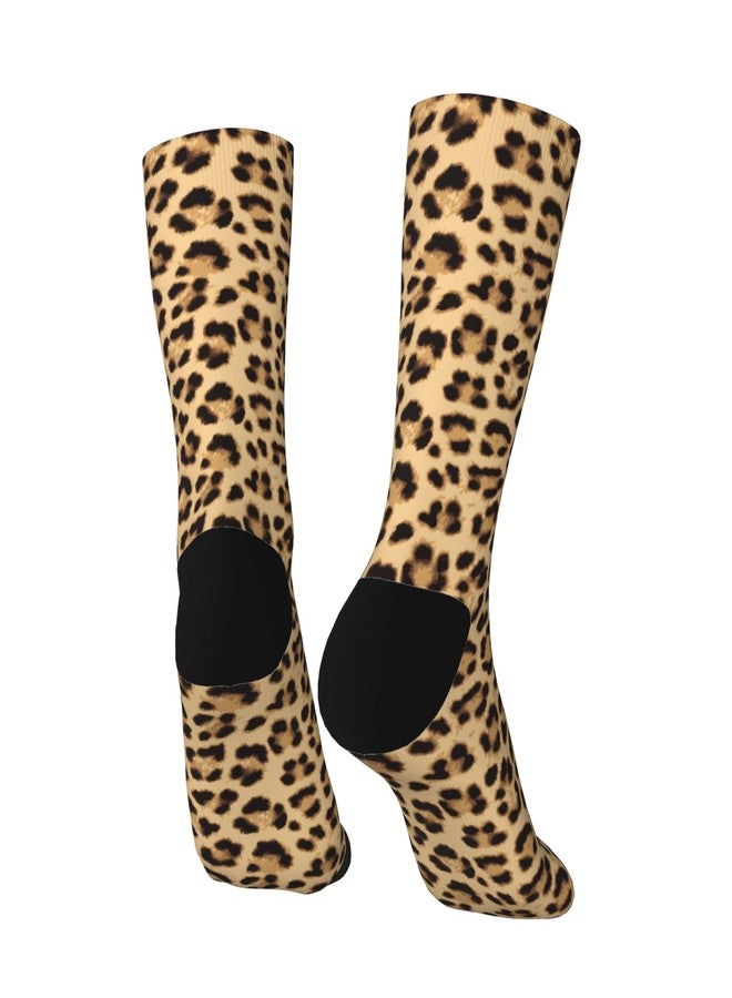 Qwalnely Cheetah Print Socks for Men Women, Leopard Socks Gifts for Adults Teenager Girls Boys - Image 2