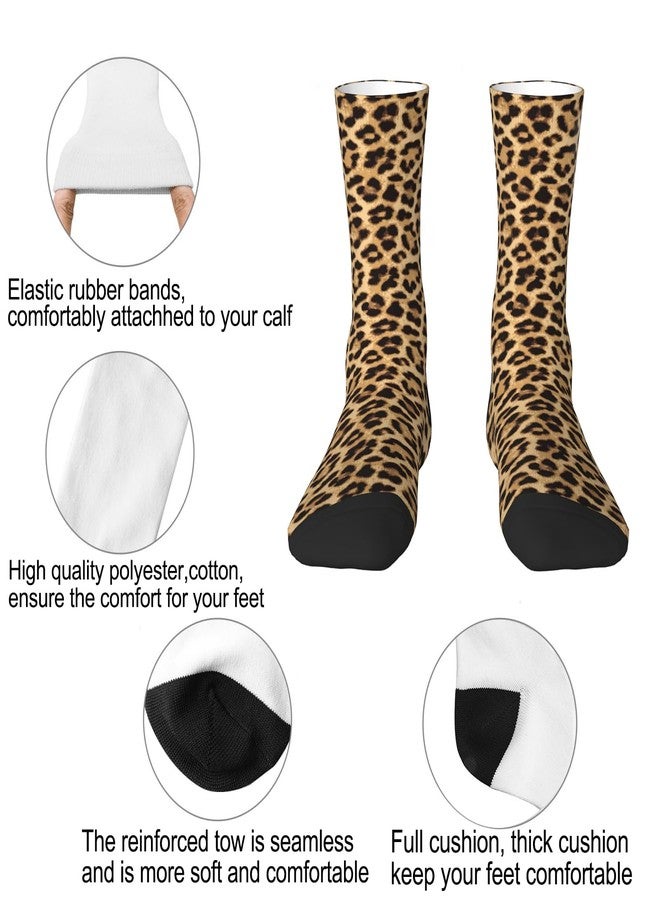 Qwalnely Cheetah Print Socks for Men Women, Leopard Socks Gifts for Adults Teenager Girls Boys - Image 4