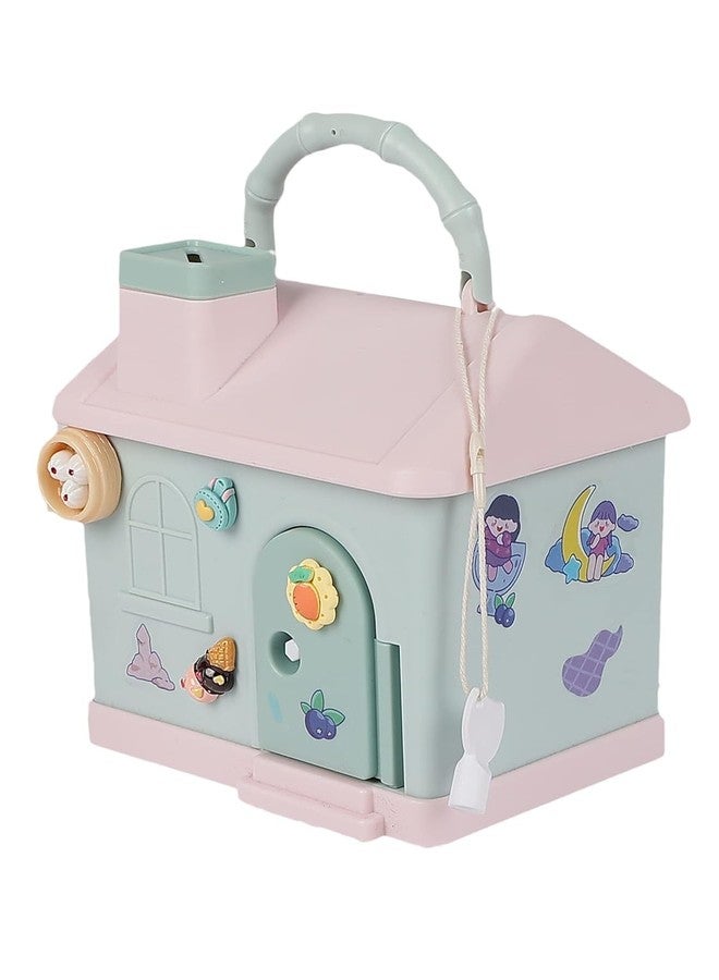 RETRIX House Shaped Piggy Bank for Kids with 3D Steaker - Cute Money Saving Box with Lock & Keys - Home Style Coin & Cash Bank with Handle - Best Gift for Girls & Boys (Green) - Image 5