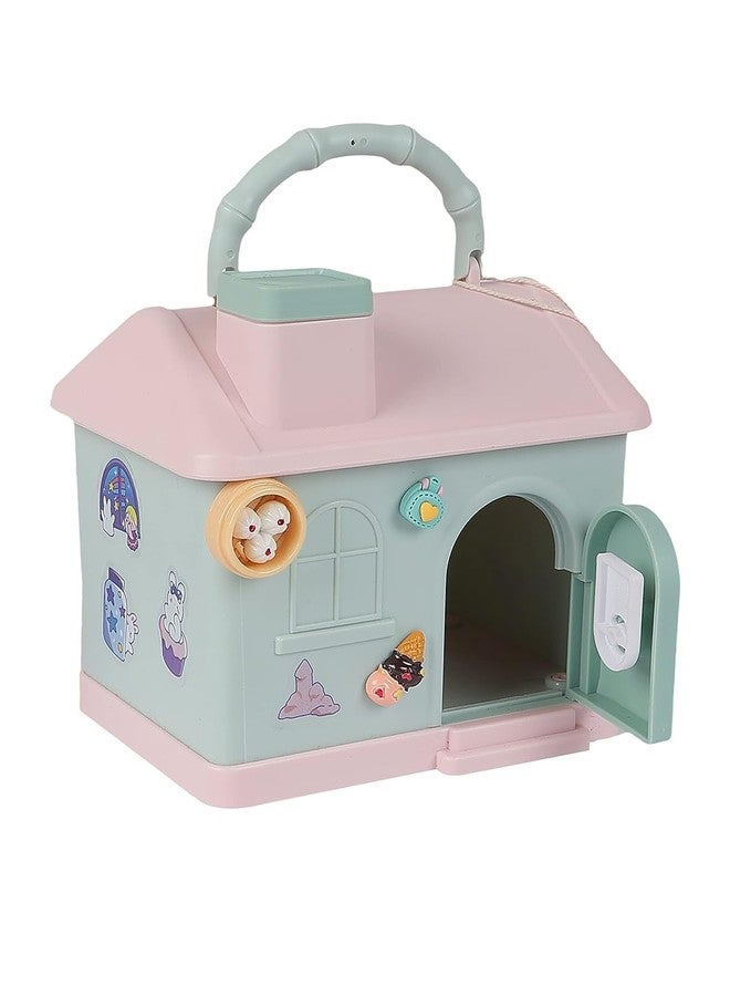 RETRIX House Shaped Piggy Bank for Kids with 3D Steaker - Cute Money Saving Box with Lock & Keys - Home Style Coin & Cash Bank with Handle - Best Gift for Girls & Boys (Green) - Image 3