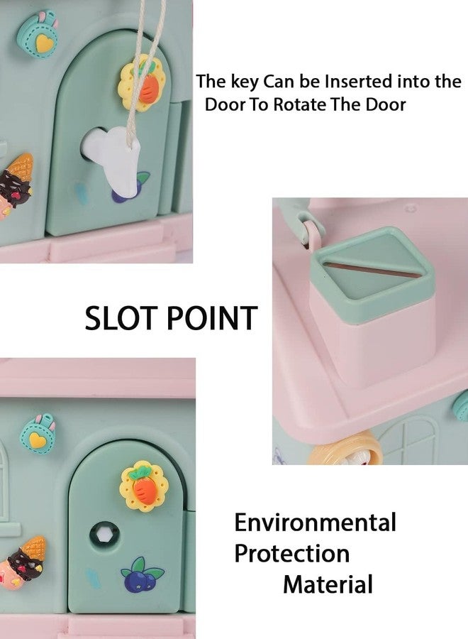 RETRIX House Shaped Piggy Bank for Kids with 3D Steaker - Cute Money Saving Box with Lock & Keys - Home Style Coin & Cash Bank with Handle - Best Gift for Girls & Boys (Green) - Image 2