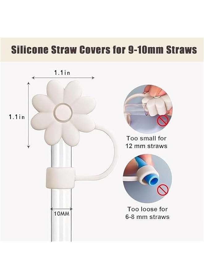MIXDE Silicone Straw Covers for Stanley 30u002640 Oz Cup - 12 Pack, Cute Flower Straw Toppers, Purple - Image 2