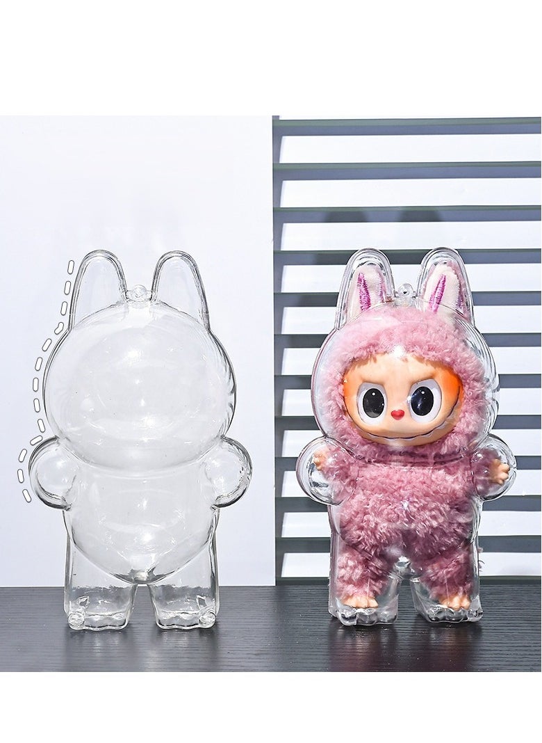 Y&D Labubu Transparent Case Labubu Generation Stand Case Protective Cover Dust Backpack Charms  - Image 2